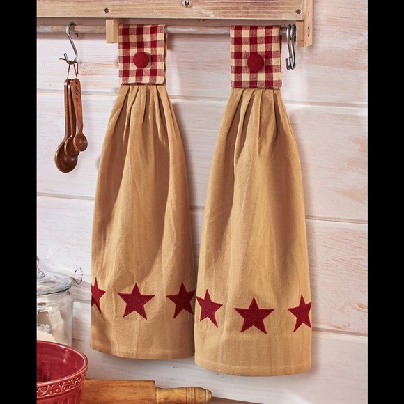 Country Star Sets of 2 Hanging Kitchen Towels - Picture 1 of 1
